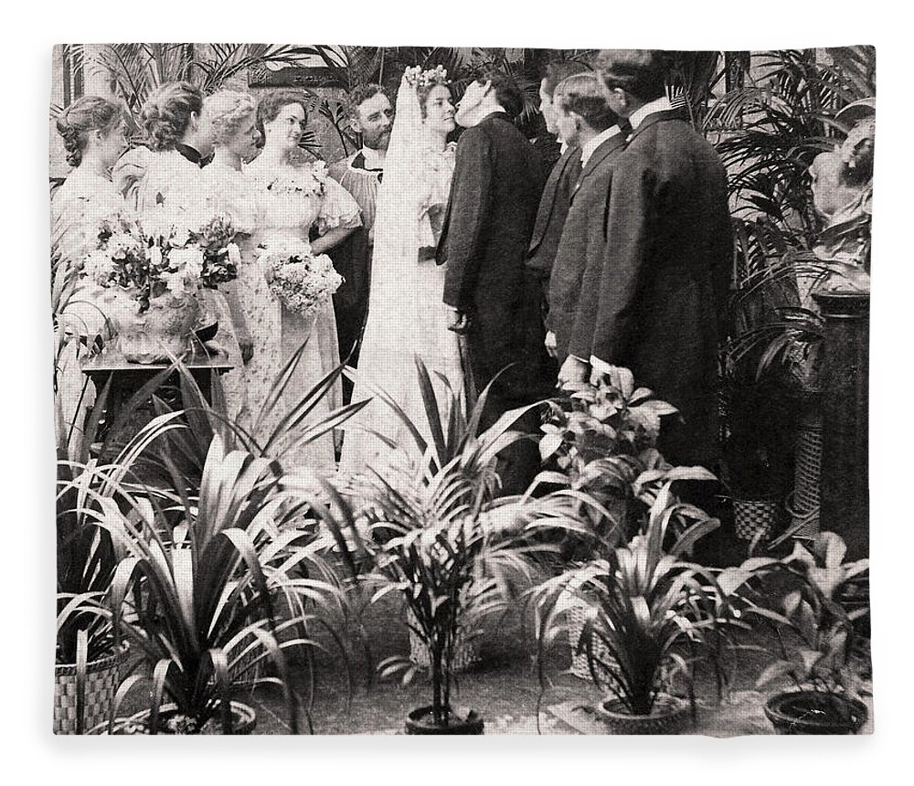 1900 Fleece Blanket featuring the photograph American Wedding, 1900 by Granger
