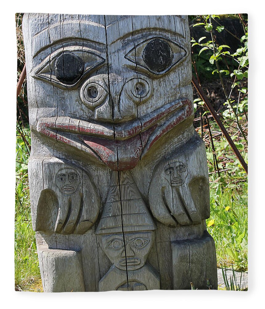 Ancient Fleece Blanket featuring the photograph Ancient Haida Totem by Nancy Sefton