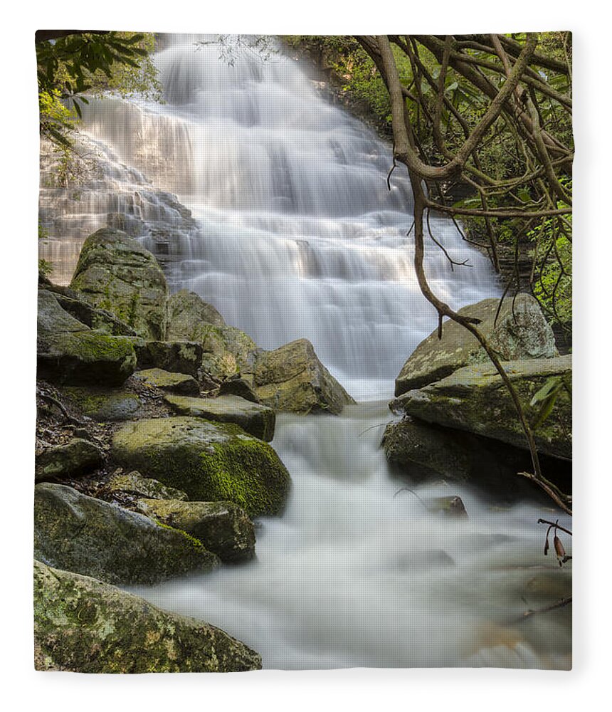 Appalachia Fleece Blanket featuring the photograph Angels at Benton Waterfall by Debra and Dave Vanderlaan