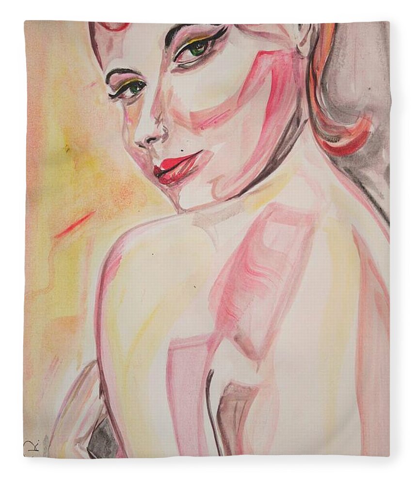 Woman Fleece Blanket featuring the painting Angie by Christel Roelandt