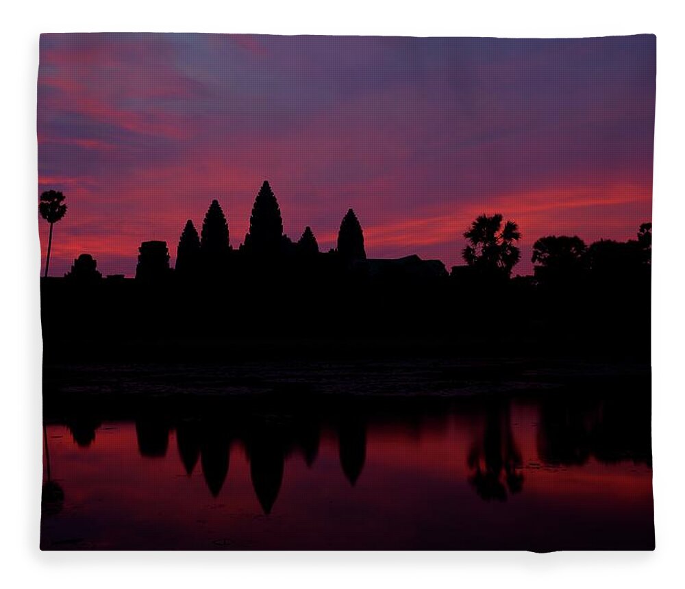 Tranquility Fleece Blanket featuring the photograph Angkor Wat, The Mandatory Shot by Patrick De Talance Getty