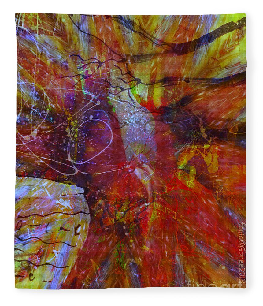 Fania Simon Fleece Blanket featuring the mixed media Another Kind of Storm by Fania Simon