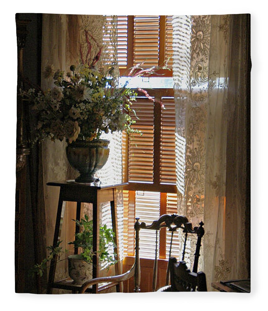 Chair Fleece Blanket featuring the photograph Antique Lace by Marilyn Wilson