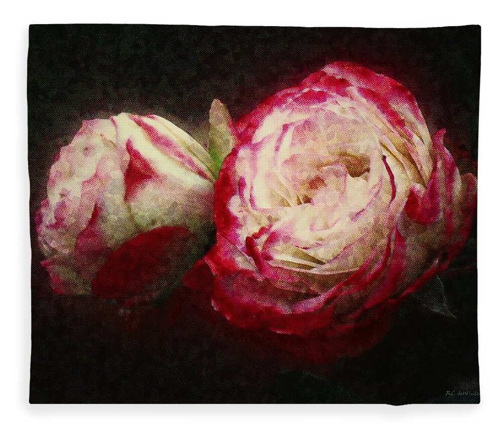 Roses Fleece Blanket featuring the painting Antique Romance by RC DeWinter