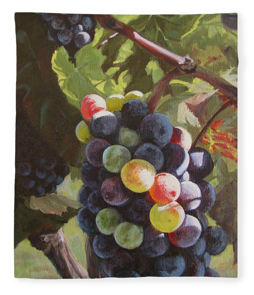 Vines Fleece Blanket featuring the painting Any Day Now by Karen Ilari