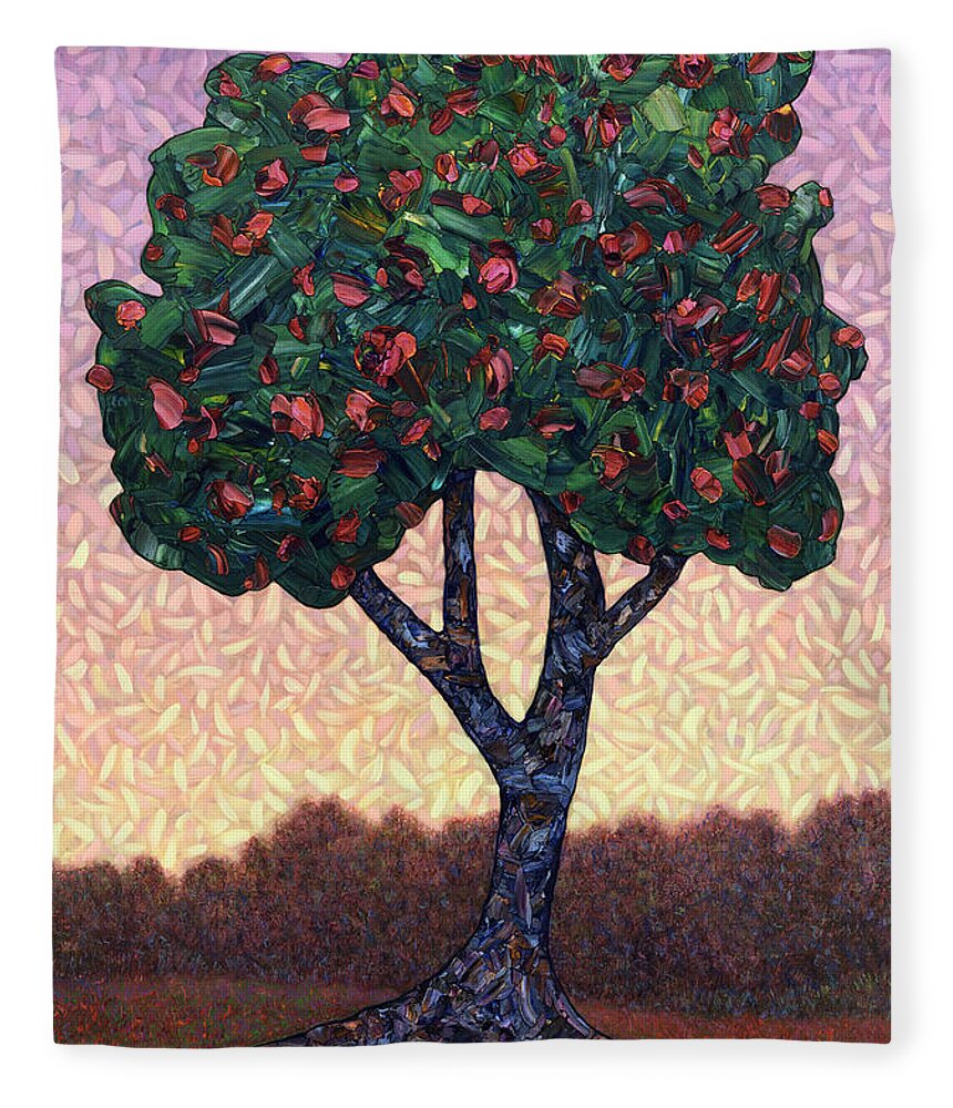 Apple Tree Fleece Blanket featuring the painting Apple Tree by James W Johnson