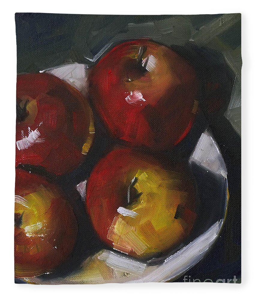 Apples Fleece Blanket featuring the painting Appleshine by Mary Hubley