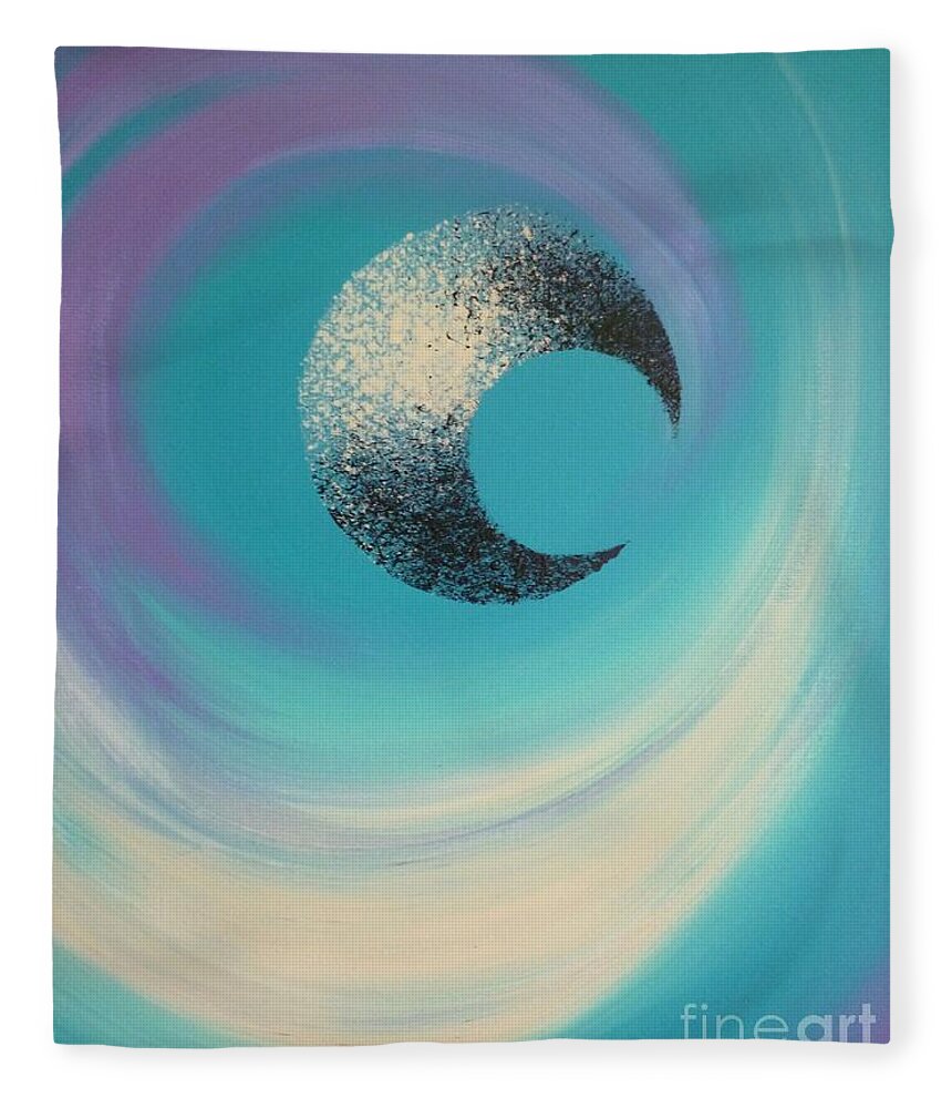 Reina Cottier Fleece Blanket featuring the painting Aqua Eclipse by Reina Cottier