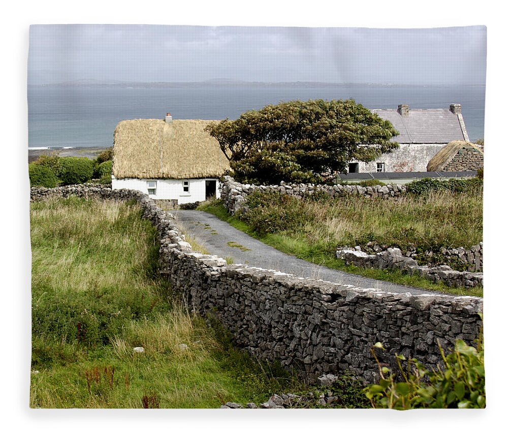 Cottage Fleece Blanket featuring the photograph Aran Cottage by Jean Macaluso