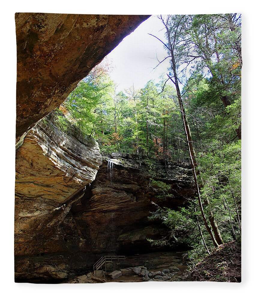 Cave Fleece Blanket featuring the photograph Ash Cave of the Hocking Hills by Karen Adams