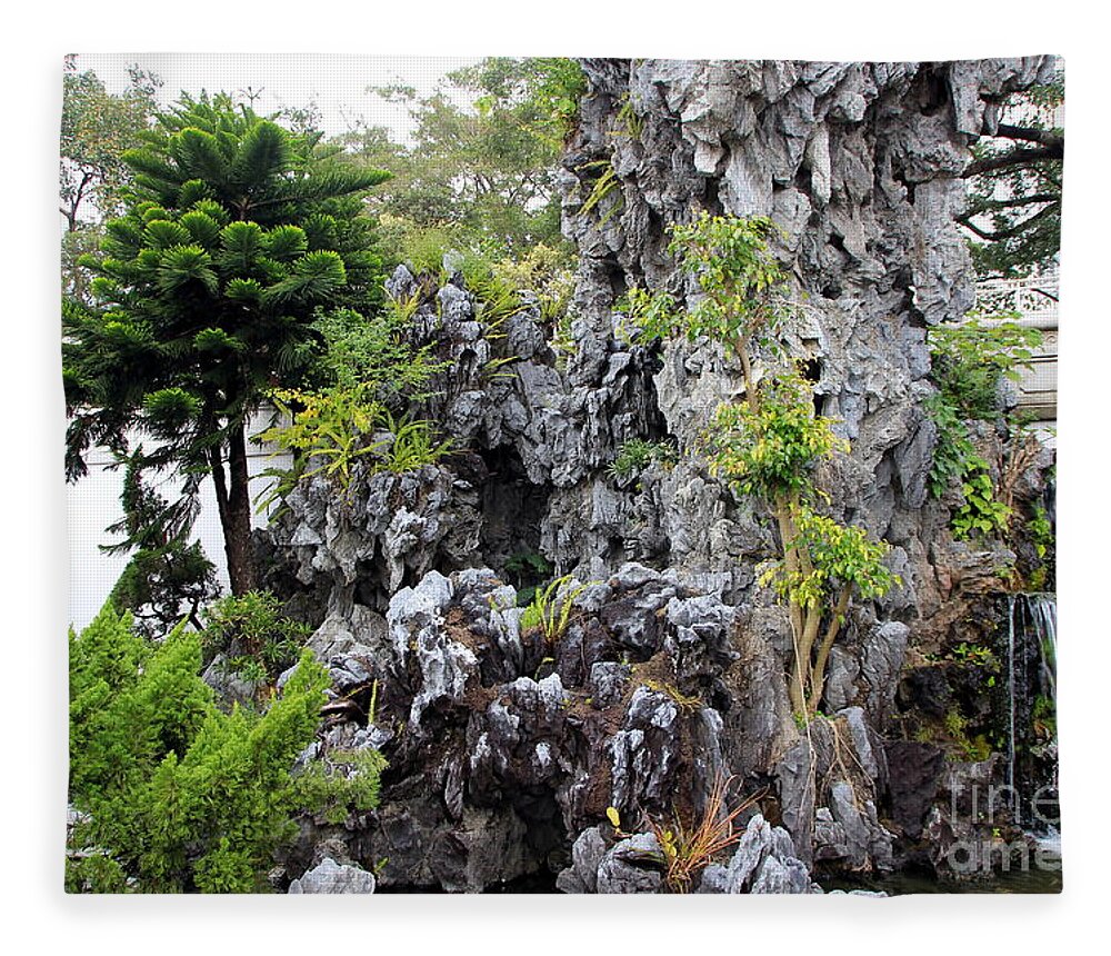Park Fleece Blanket featuring the photograph Asian Rock Garden by Amanda Mohler