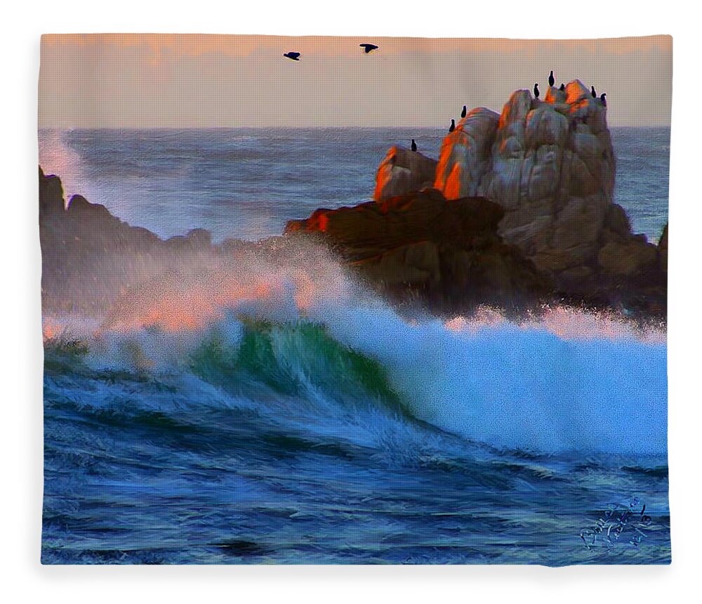 Beach Fleece Blanket featuring the painting Asilomar Beach by Bruce Nutting