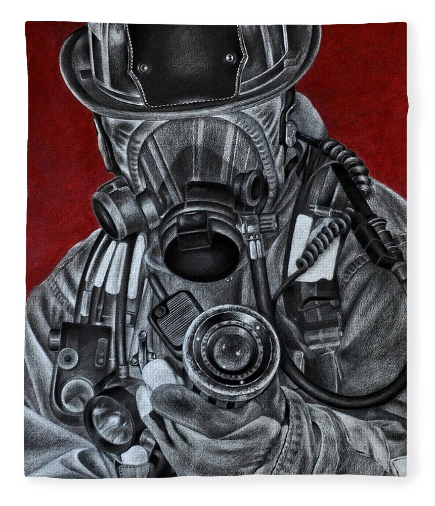 Firefighter Fleece Blanket featuring the drawing Assault by Jodi Monroe