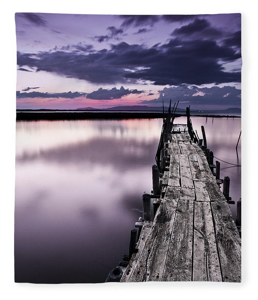 Pier Fleece Blanket featuring the photograph At the end by Jorge Maia