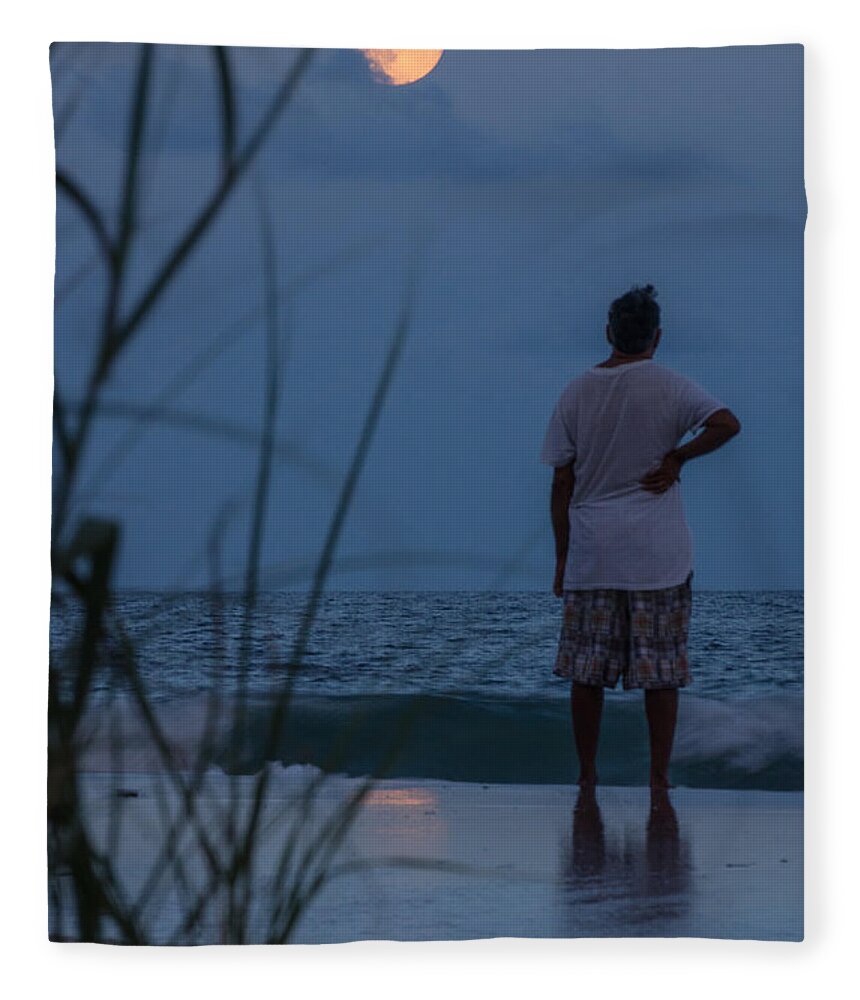 Blue Moon Fleece Blanket featuring the photograph Atlantic Blue Moon by Francis Trudeau