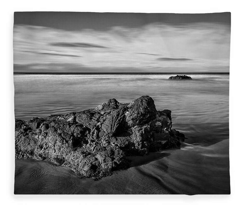 Atlantic Fleece Blanket featuring the photograph Downhill - Atlantic Rocks by Nigel R Bell