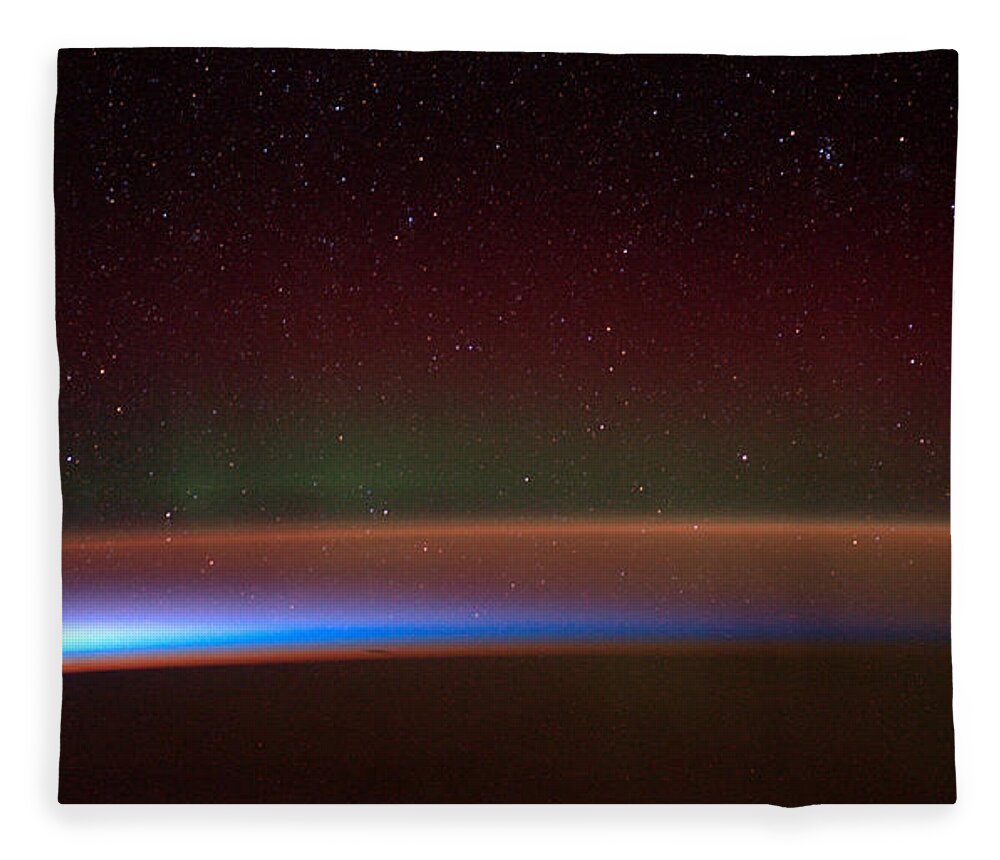 Aerial View Fleece Blanket featuring the photograph Aurora Australis, Iss Image, 2014 by Science Source