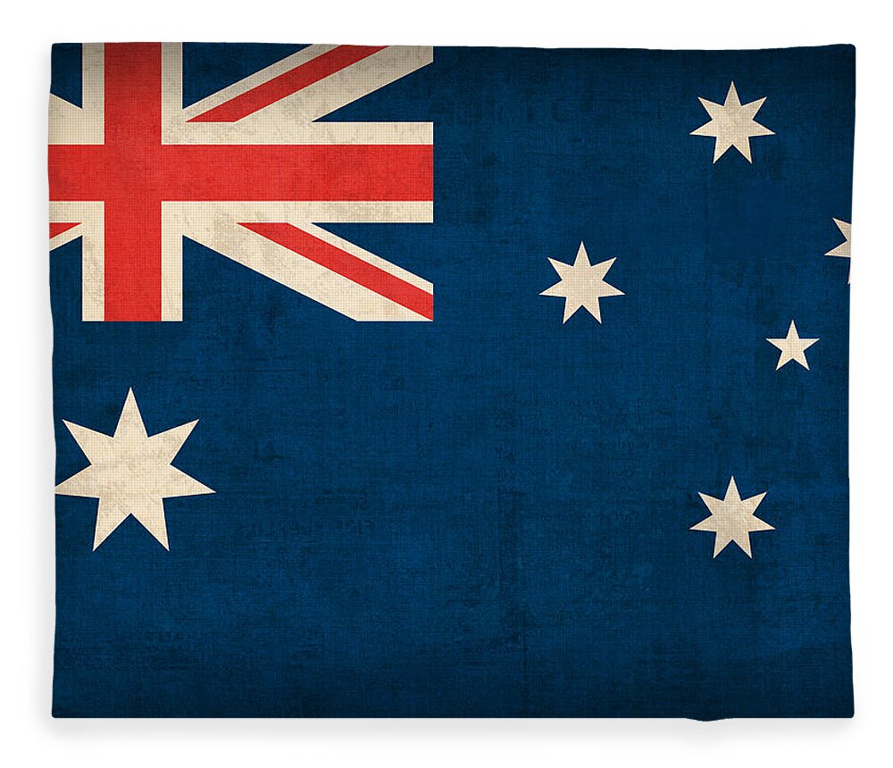 Australia Flag Vintage Distressed Finish Outback Australian Sydney Brisbane Pacific Continent Country Nation Australian Fleece Blanket featuring the mixed media Australia Flag Vintage Distressed Finish by Design Turnpike