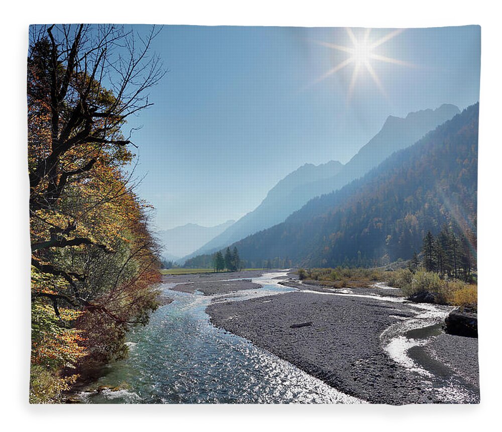 Clear Sky Fleece Blanket featuring the photograph Austria, Tyrol, View Of Karwendel by Westend61