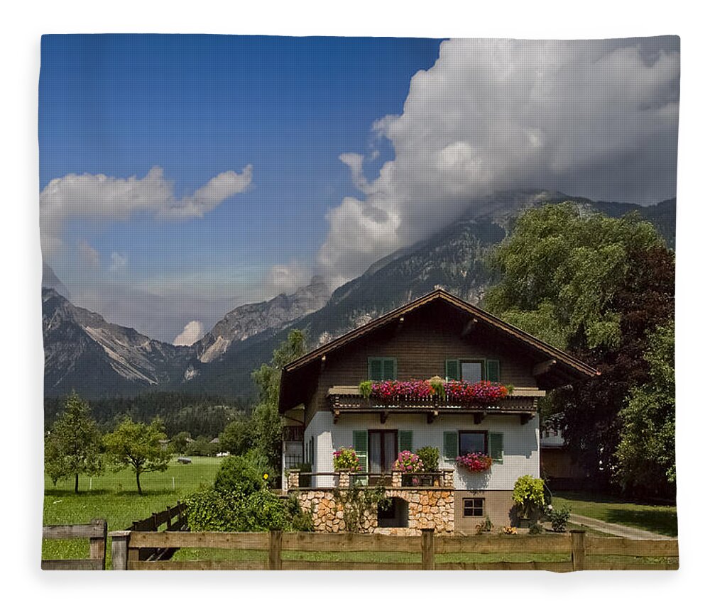Austria Fleece Blanket featuring the photograph Austrian Cottage by Debra and Dave Vanderlaan