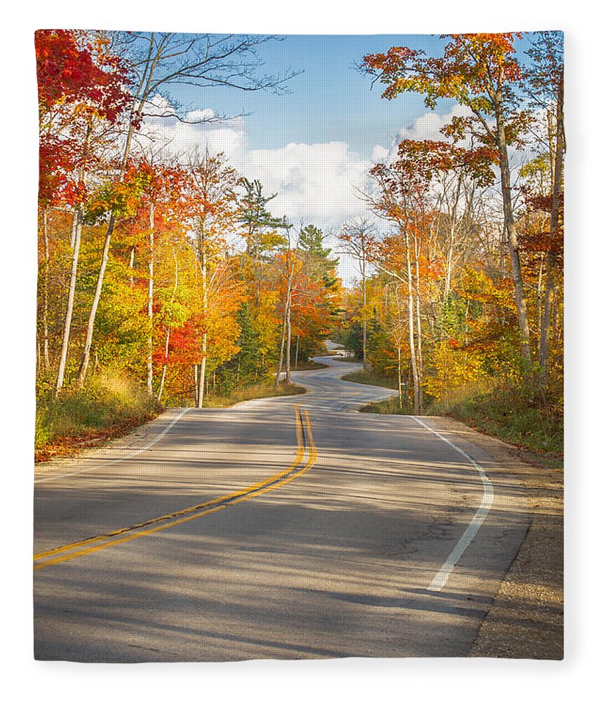 Door County Winding Road Fleece Blanket featuring the photograph Autumn Afternoon On The Winding Road by Duluth To Door County Photography