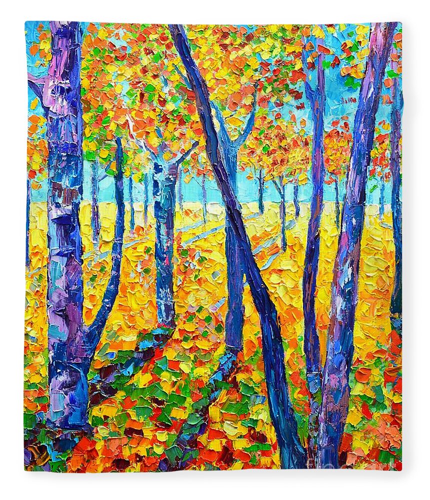 Autumn Fleece Blanket featuring the painting Autumn Colors by Ana Maria Edulescu