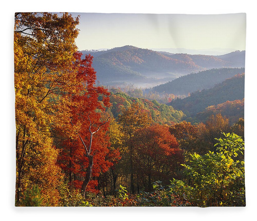 Feb0514 Fleece Blanket featuring the photograph Autumn On Blue Ridge Range Near Jumping by Tim Fitzharris