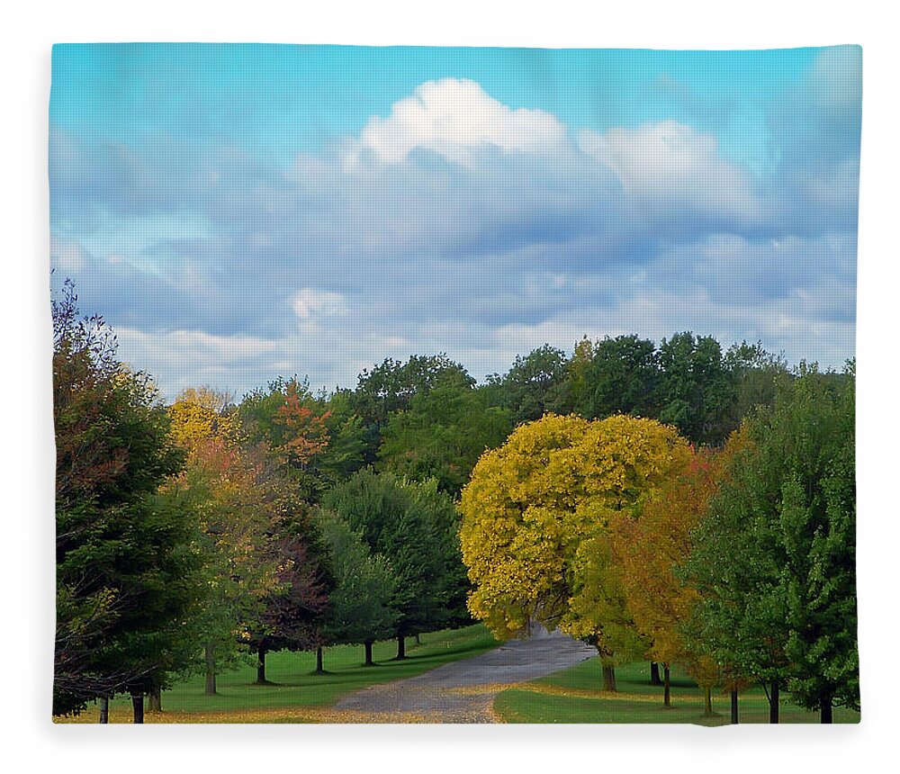 Autumn Fleece Blanket featuring the photograph Autumn Road by Aimee L Maher ALM GALLERY