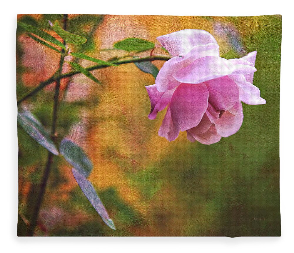 Rose Fleece Blanket featuring the photograph Autumn Rose by Theresa Tahara