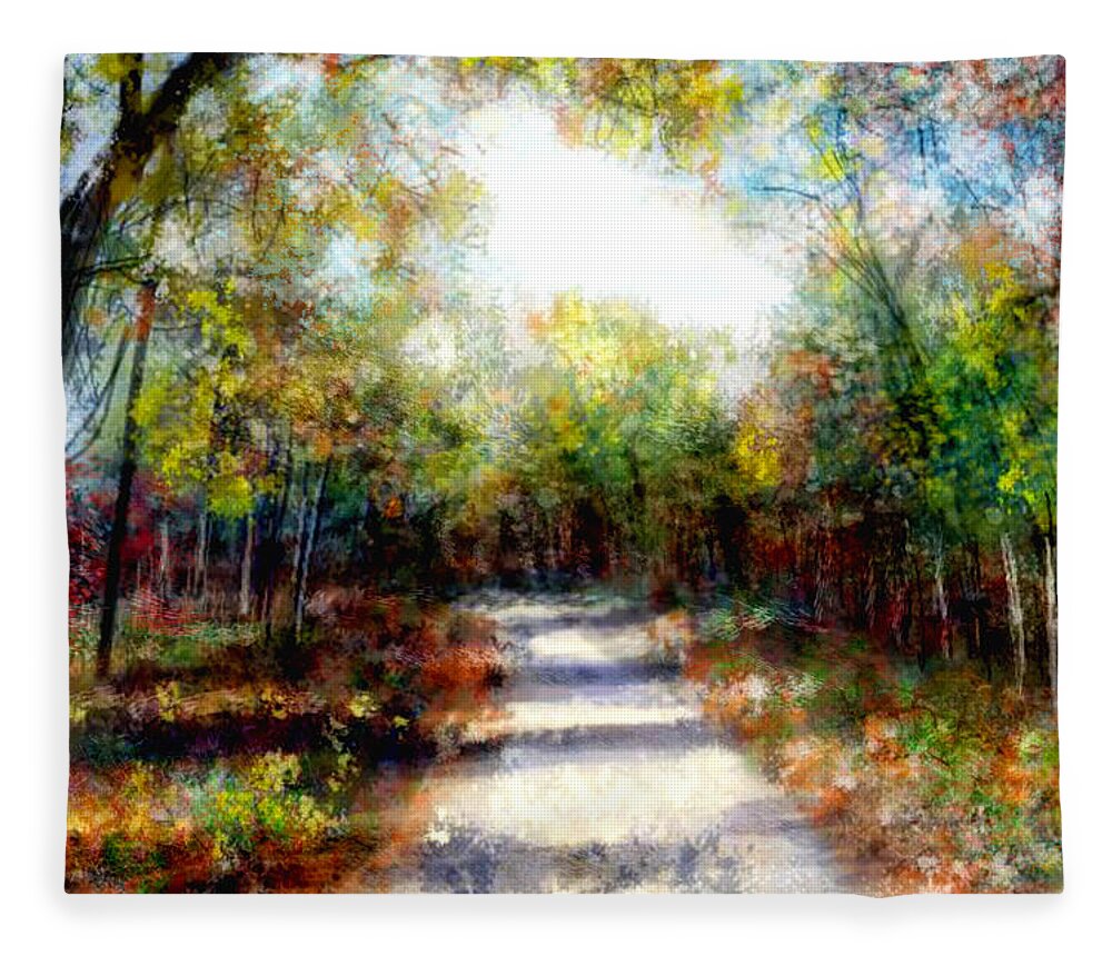 Autumn Fleece Blanket featuring the painting Autumn walk 2 by Angie Braun