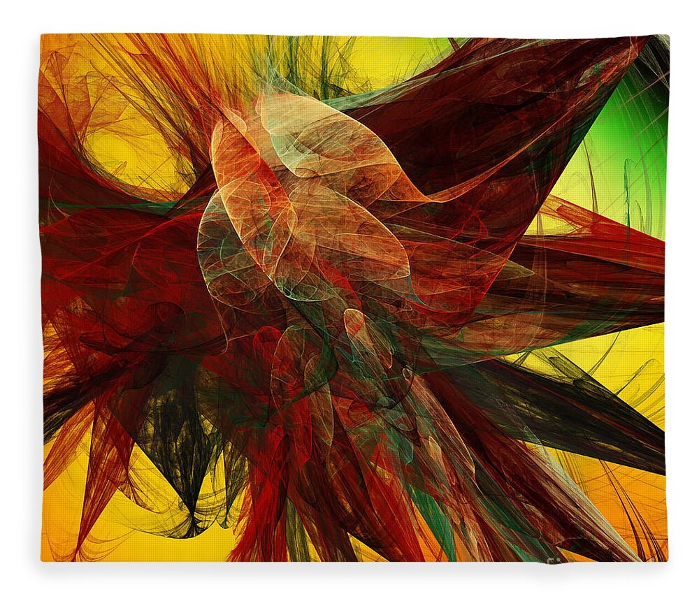 Andee Design Abstract Fleece Blanket featuring the digital art Autumn Wings by Andee Design