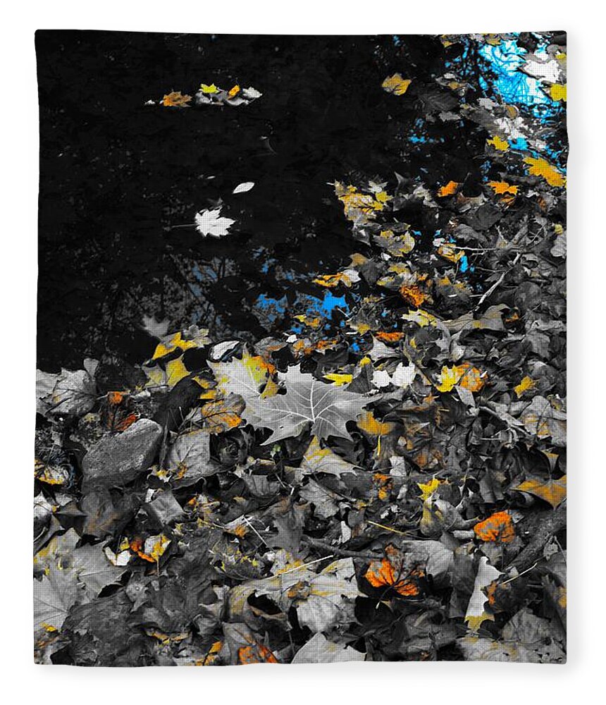 Leaves Fleece Blanket featuring the photograph Autumn's Last Color by Photographic Arts And Design Studio