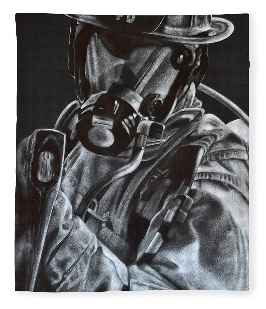 Firefighter Fleece Blanket featuring the drawing Axe by Jodi Monroe