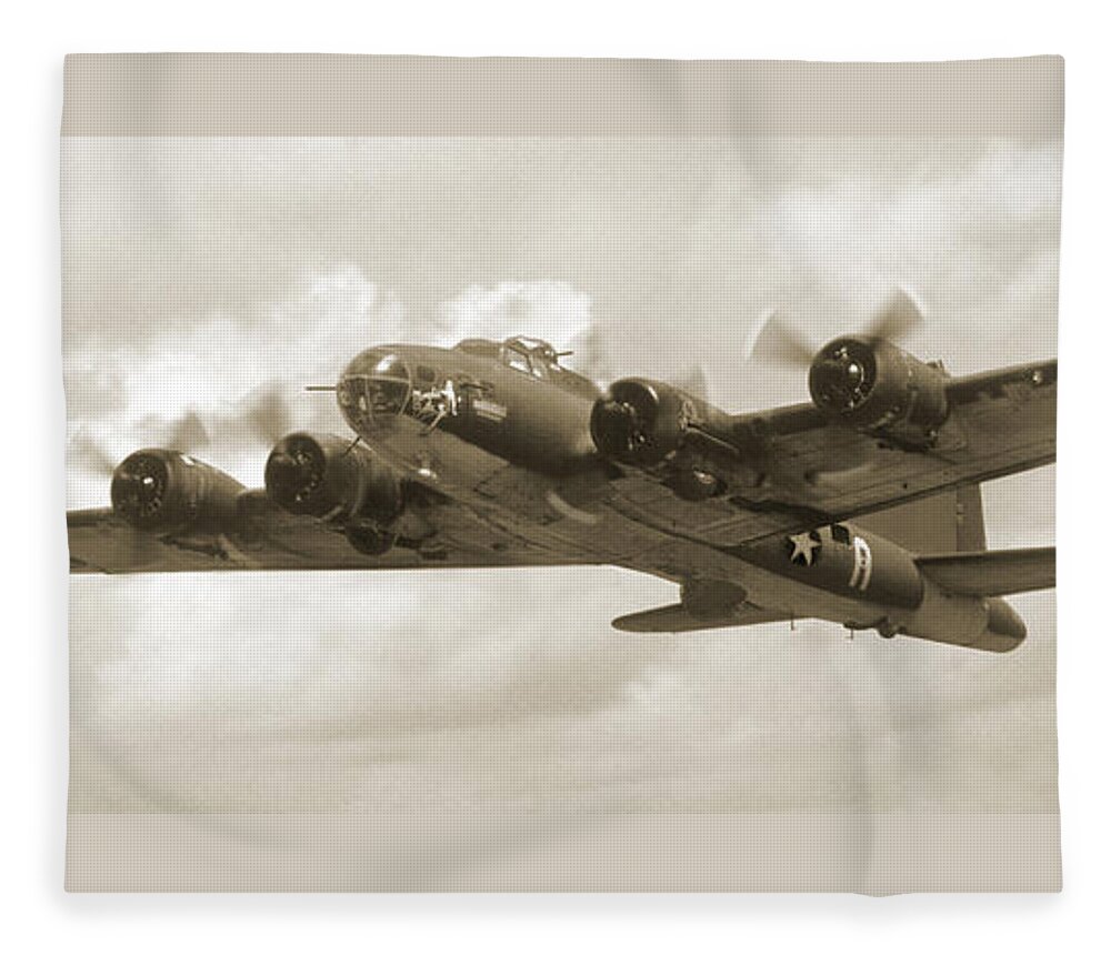 Warbirds Fleece Blanket featuring the photograph B-17 Flying Fortress by Mike McGlothlen