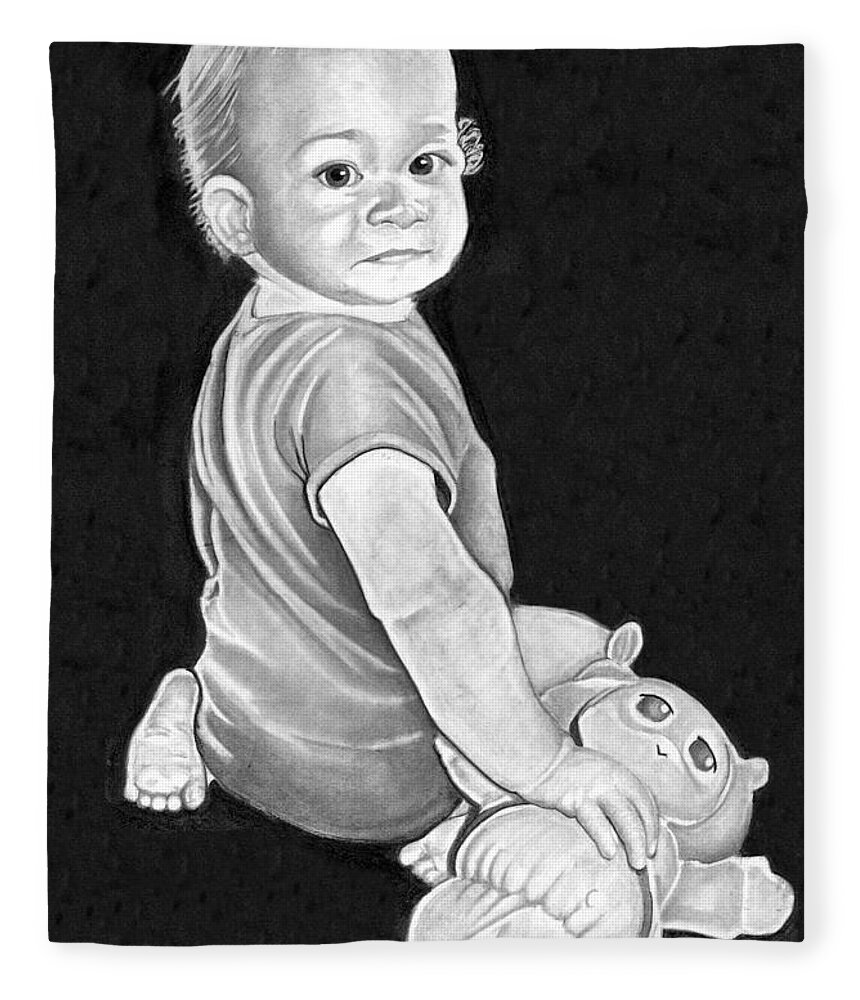 Pencil Fleece Blanket featuring the drawing Baby by Bill Richards