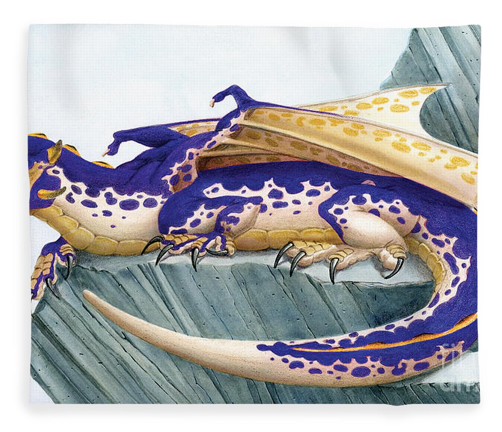 Dragon Fleece Blanket featuring the digital art Baby Lapis Spotted Dragon by Melissa A Benson