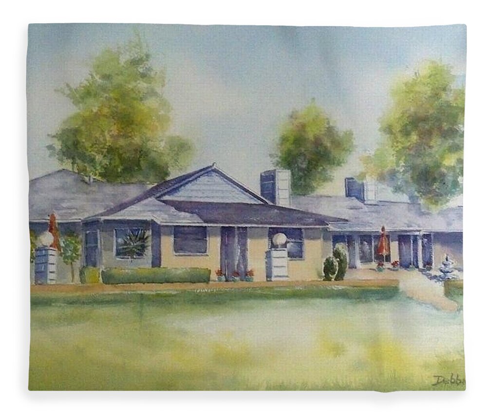 Watercolor House Portrait Fleece Blanket featuring the painting Back of House by Debbie Lewis
