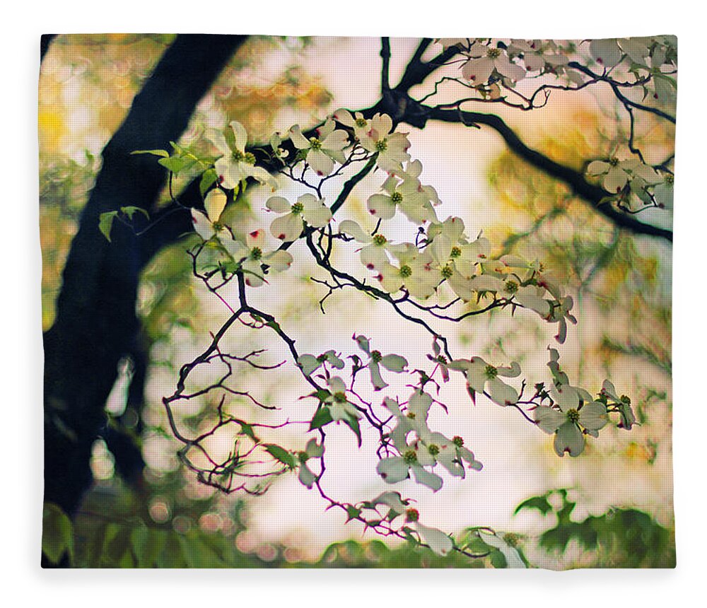 Dogwood Fleece Blanket featuring the photograph Backlit Blossom by Jessica Jenney
