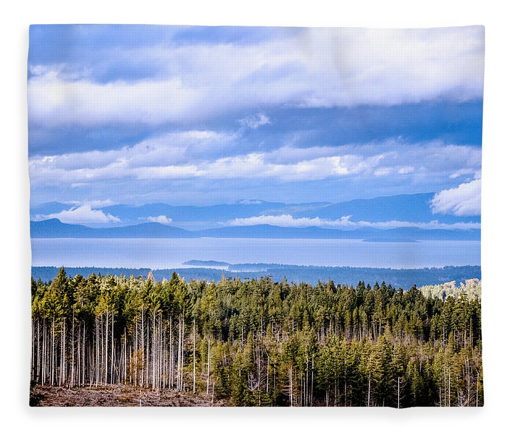 Backroad Fleece Blanket featuring the photograph Johnstone Strait High Elevation View by Roxy Hurtubise