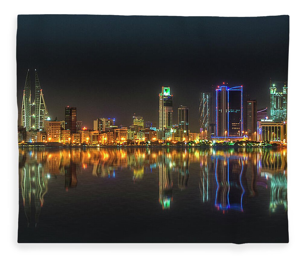 Tranquility Fleece Blanket featuring the photograph Bahrain Glitters by Wajahat