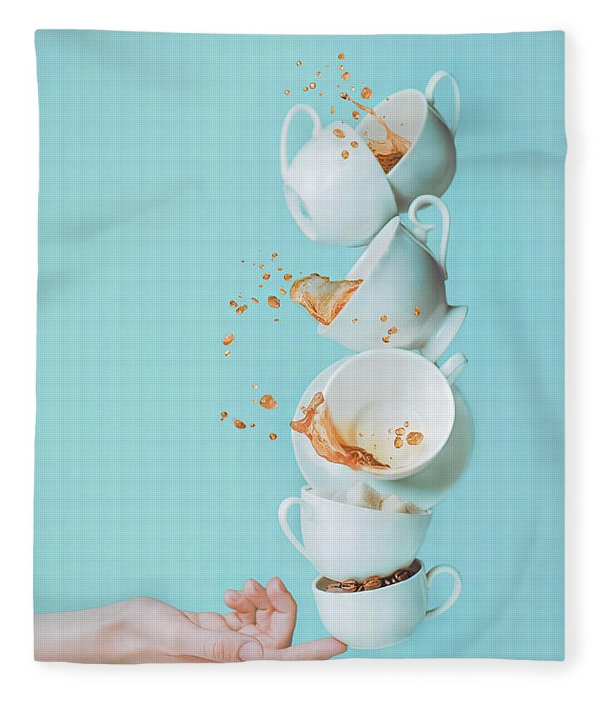 Unhealthy Eating Fleece Blanket featuring the photograph Balancing Coffee by Dina Belenko Photography