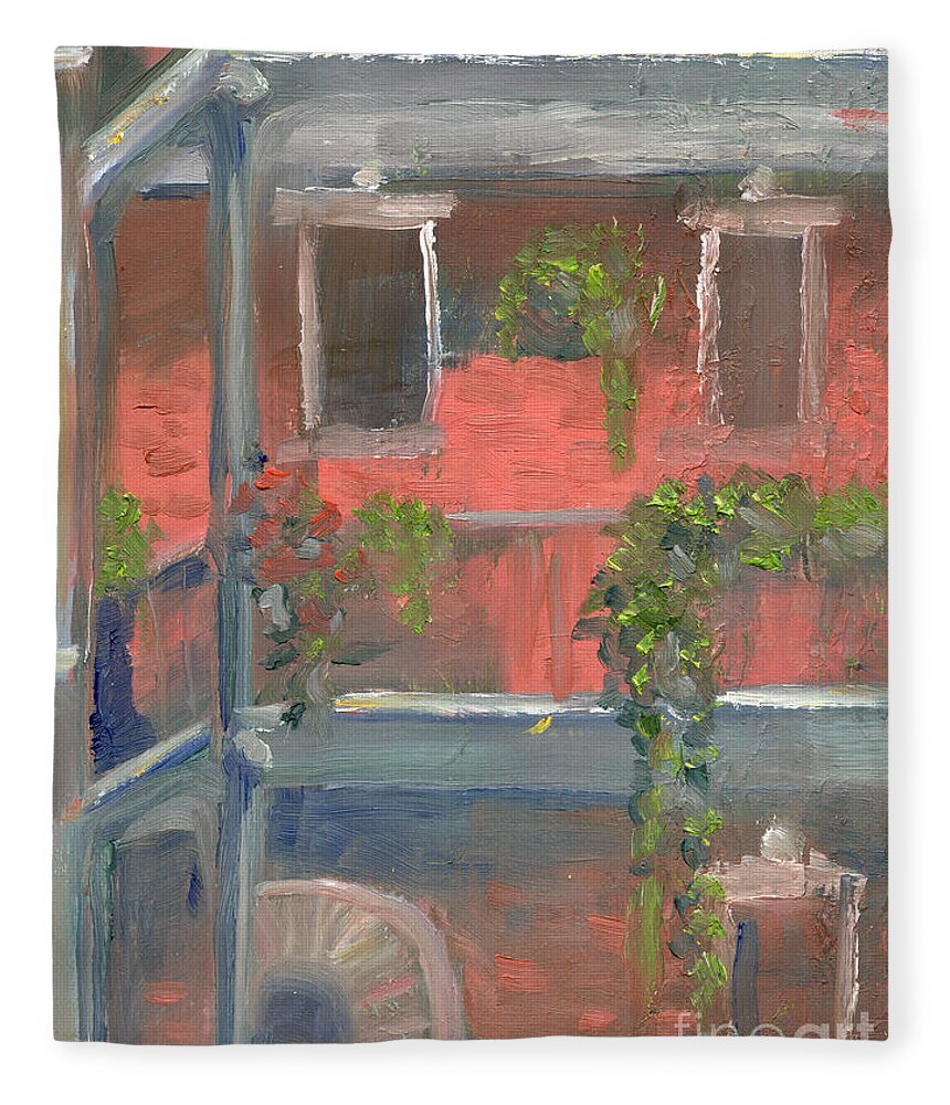 New Orleans Fleece Blanket featuring the painting Balcony I by Lilibeth Andre