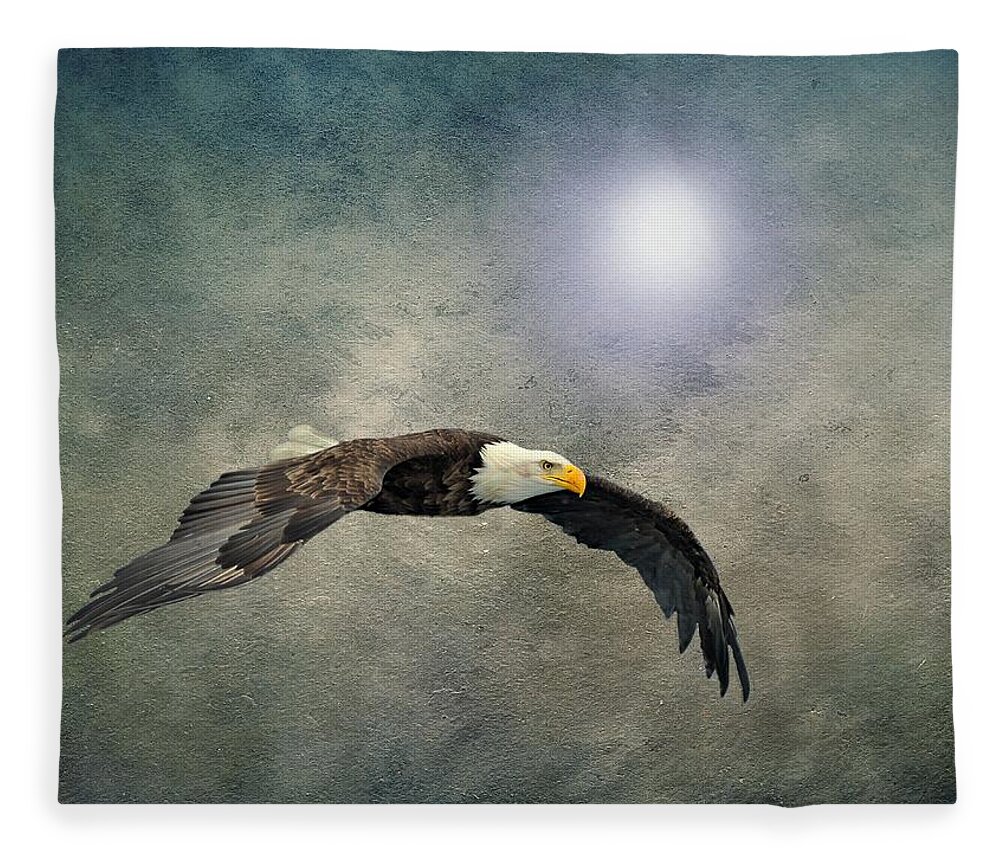 Eagle Fleece Blanket featuring the photograph Bald Eagle Textured Art by David Dehner