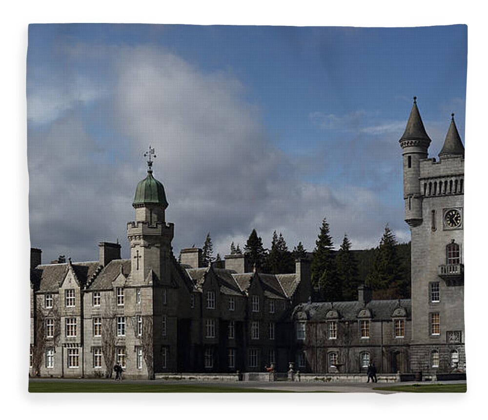 Balmoral Castle Fleece Blanket featuring the photograph Balmoral Castle in a closeup Panorama by Maria Gaellman