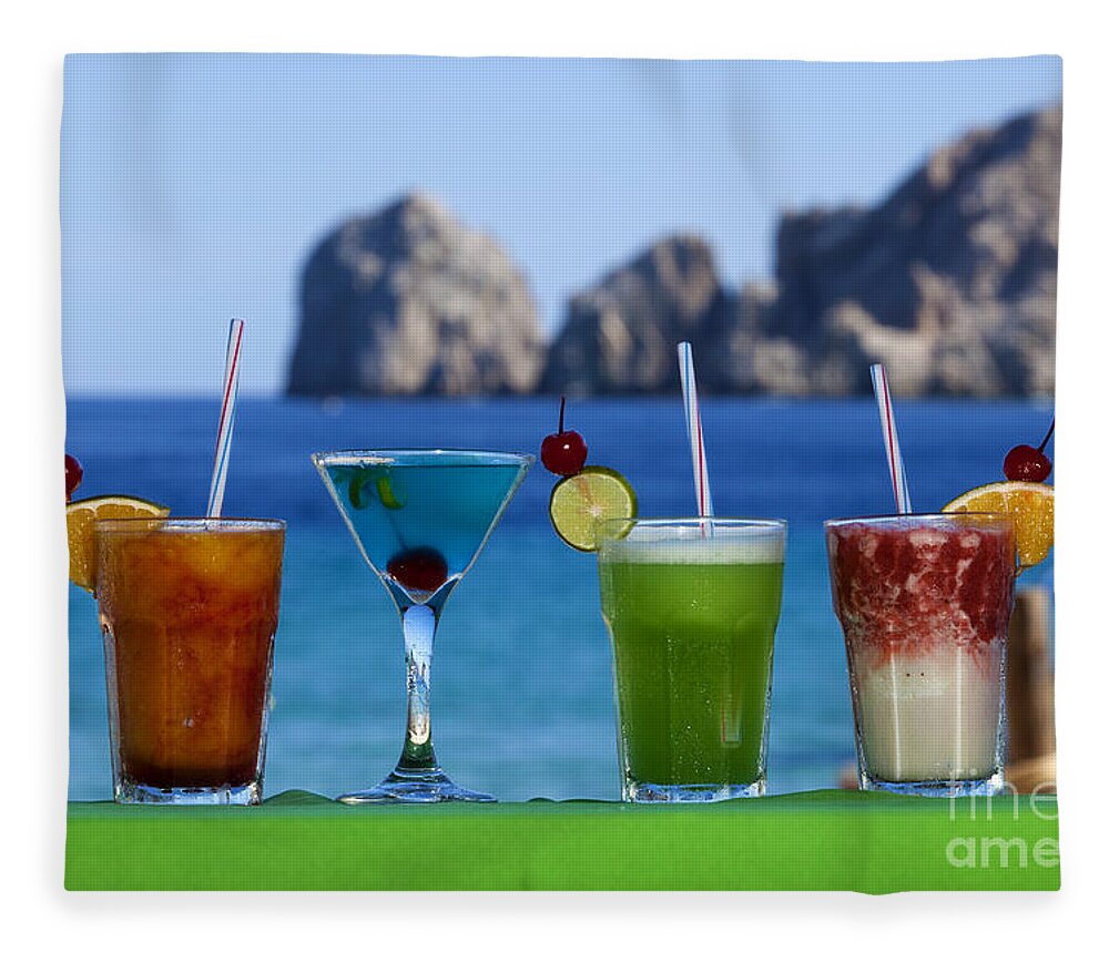 Cabo San Lucas Fleece Blanket featuring the photograph Bar Drinks in Cabo San Lucas Mexico by Anthony Totah