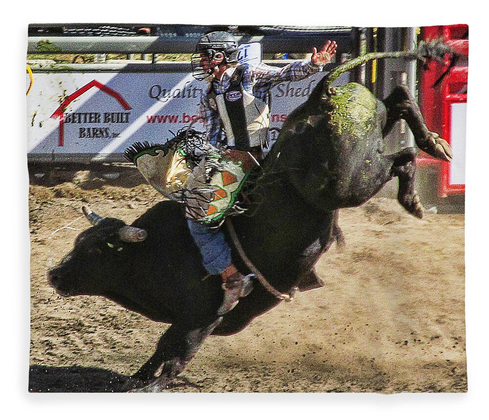 Ron Roberts Photography Fleece Blanket featuring the photograph Bareback Bull riding by Ron Roberts