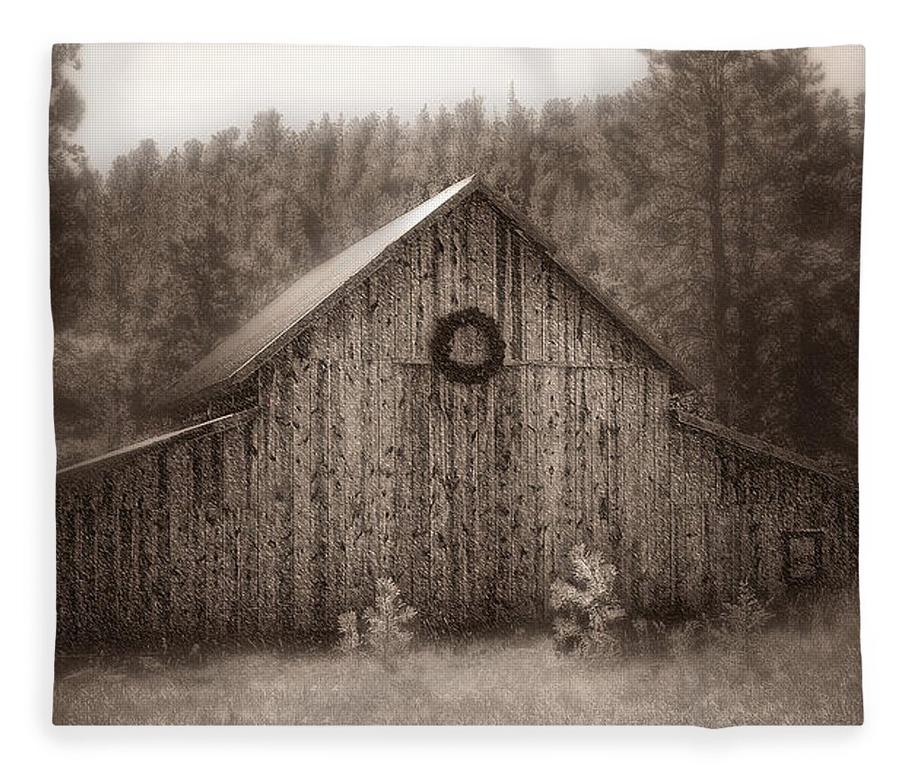 Barn Fleece Blanket featuring the photograph First Snow in November by Amanda Smith