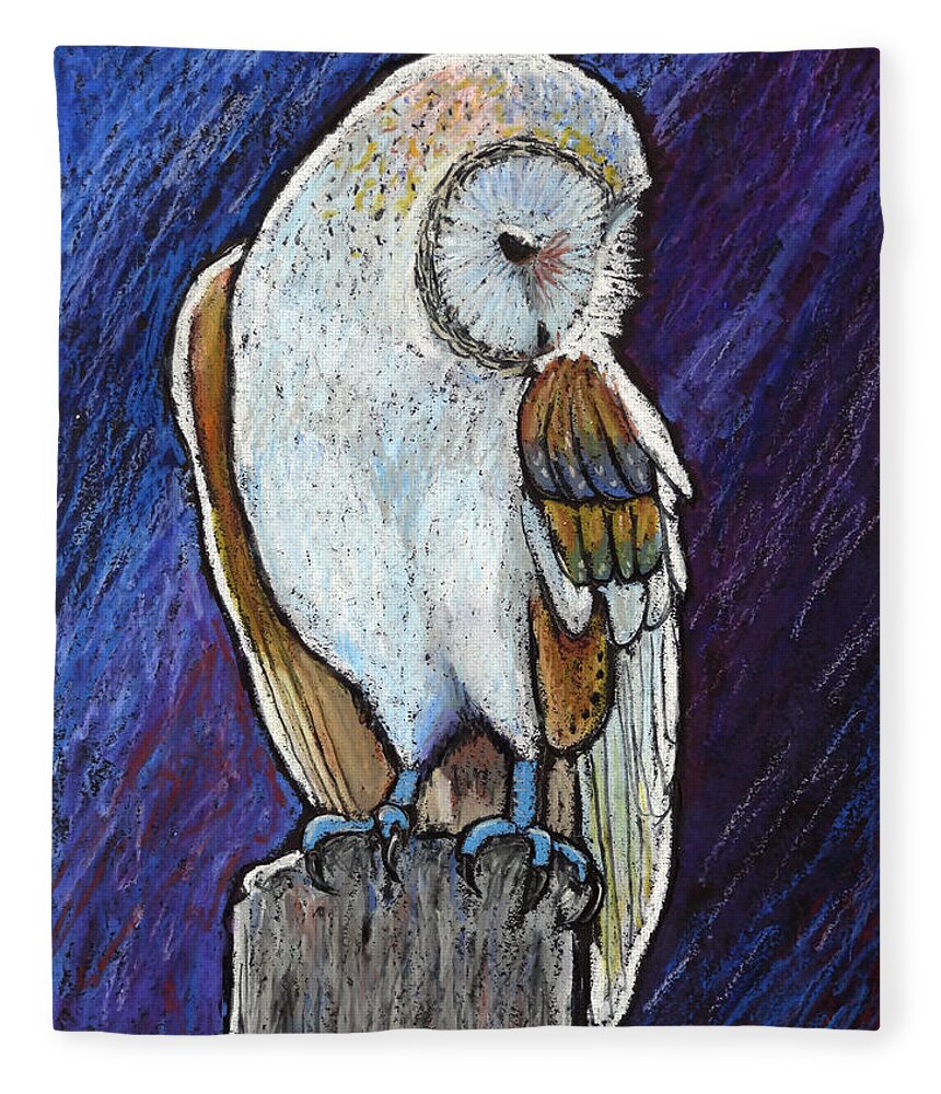 Barn Owl Fleece Blanket featuring the painting Barn Owl by Ande Hall