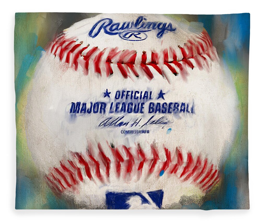 Baseball Fleece Blanket featuring the digital art Baseball IV by Lourry Legarde