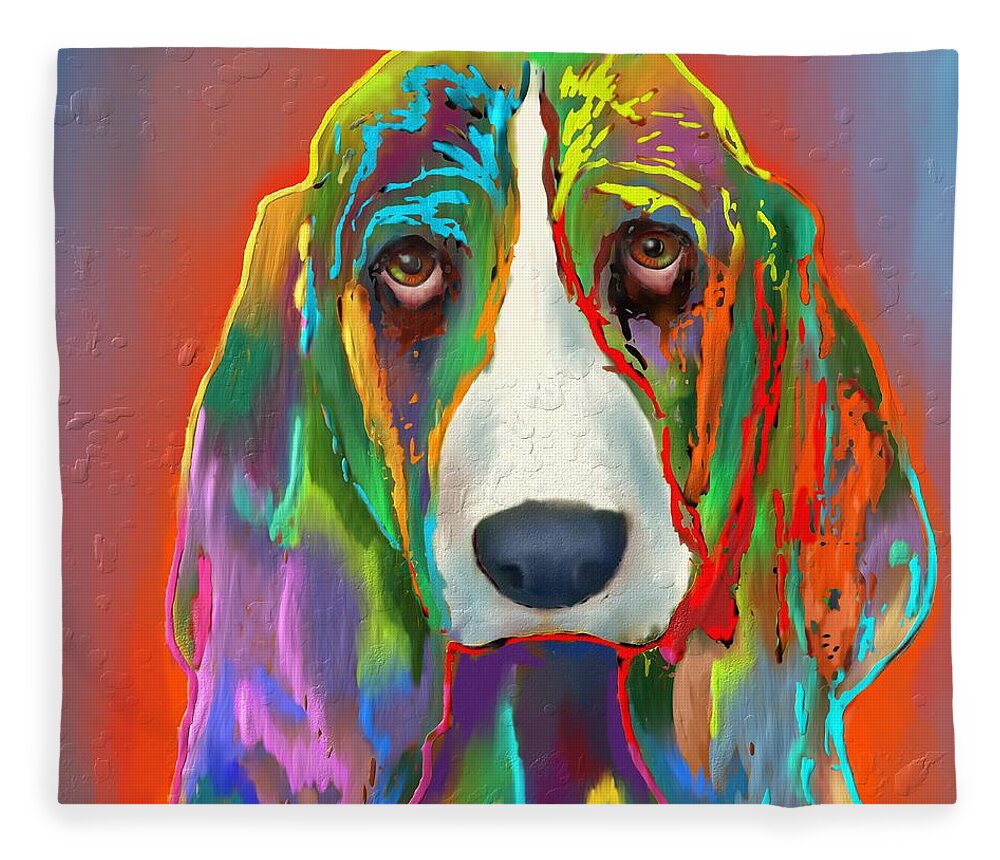Basset Hound Fleece Blanket featuring the digital art Basset Hound by Marlene Watson